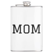 Minimalist "MOM" Black Typography Plain White Flachmann (Vorderseite)