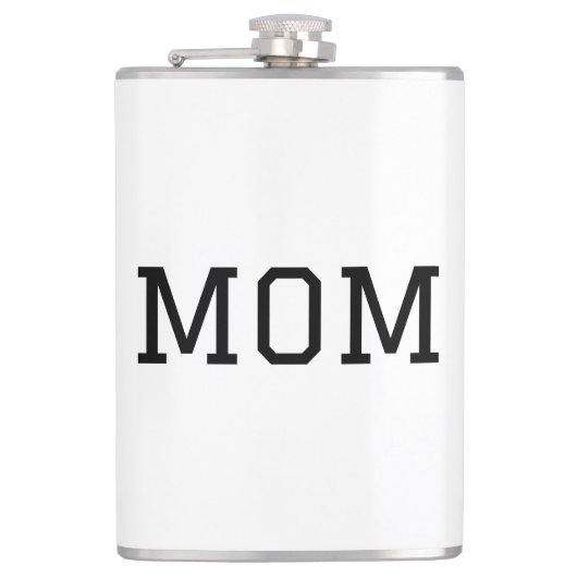 Minimalist "MOM" Black Typography Plain White Flachmann (Vorderseite)