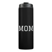 Minimalist "MOM" White Typography Plain Black Thermosbecher (Vorderseite)