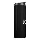 Minimalist "MOM" White Typography Plain Black Thermosbecher (Nach links gedreht)