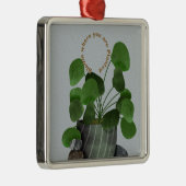 Minimalist Money Plant - Premium Square Ornament Aus Metall (Rechts)