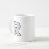 Minimalist Monochrome Letter R Art Mug Kaffeetasse (Vorderseite Links)
