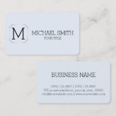 Minimalist Monogram Alice Blue Background Visitenkarte (Vorne/Hinten)