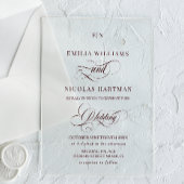 Minimalist Monogram Burgundy Red Wedding Acryleinladungen