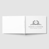 Minimalist Monogram Calligraphy Crest Wedding Gästebuch (Voll)