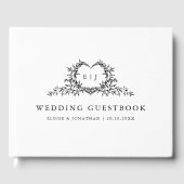 Minimalist Monogram Calligraphy Crest Wedding Gästebuch (Vorderseite)