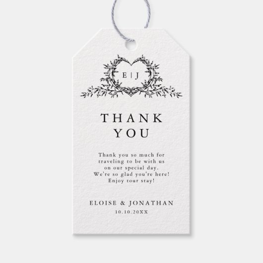 Minimalist Monogram Calligraphy Crest Wedding Geschenkanhänger (Vorderseite)