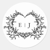 Minimalist Monogram Calligraphy Crest Wedding Runder Aufkleber (Vorderseite)