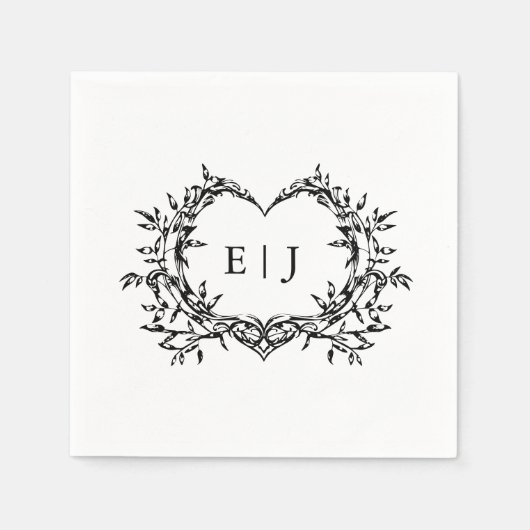 Minimalist Monogram Calligraphy Crest Wedding Serviette (Vorderseite)