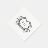 Minimalist Monogram Calligraphy Crest Wedding Serviette (Ecke)