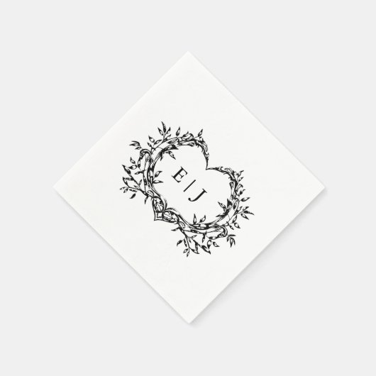 Minimalist Monogram Calligraphy Crest Wedding Serviette (Ecke)