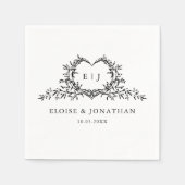 Minimalist Monogram Calligraphy Crest Wedding Serviette (Vorderseite)