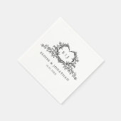 Minimalist Monogram Calligraphy Crest Wedding Serviette (Ecke)