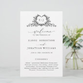 Minimalist Monogram Calligraphy Wedding Program (Stehend Vorderseite)