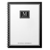 Minimalist Monogram Chic Double Boarder Black Notizblock (Vorderseite)