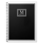 Minimalist Monogram Chic Double Boarder Black Notizblock (Vorderseite)