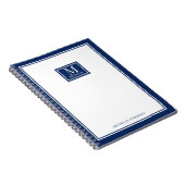 Minimalist Monogram Chic Double Boarder Navy Blue Notizblock (Rechte Seite)