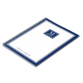 Minimalist Monogram Chic Double Boarder Navy Blue Notizblock (Linke Seite)