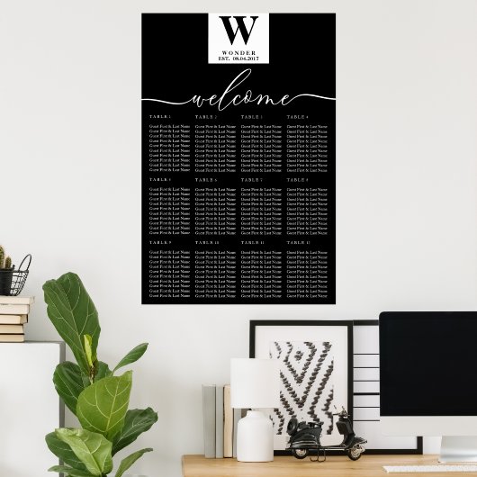 Minimalist Monogram | Contemporary Newlywed Weddin Poster (Heimbüro)