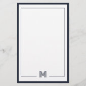 Minimalist Monogram Double Border Stationery Briefpapier (Vorderseite)