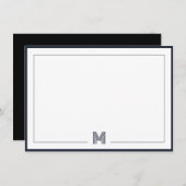 Minimalist Monogram Double Border Stationery Mitteilungskarte (Vorne/Hinten)