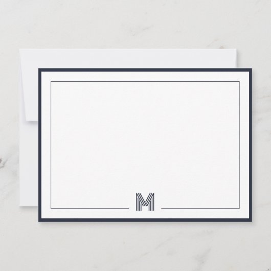 Minimalist Monogram Double Border Stationery Mitteilungskarte (Vorderseite)