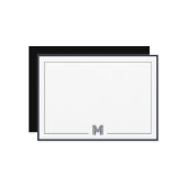 Minimalist Monogram Double Border Stationery Mitteilungskarte (Vorderseite/Rückseite Beispiel)