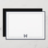 Minimalist Monogram Double Border Stationery Mitteilungskarte (Vorne/Hinten)