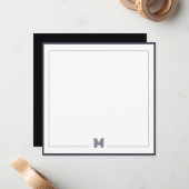 Minimalist Monogram Double Border Stationery Mitteilungskarte (Vorderseite/Rückseite Beispiel)