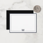 Minimalist Monogram Double Border Stationery Mitteilungskarte (Vorderseite/Rückseite Beispiel)