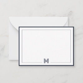 Minimalist Monogram Double Border Stationery Mitteilungskarte