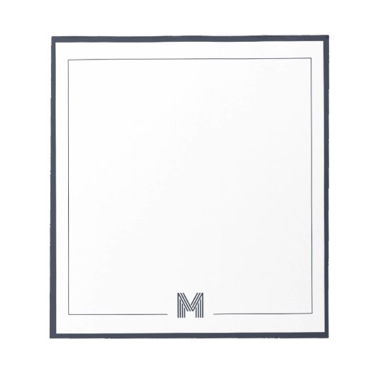 Minimalist Monogram Double Border Stationery Notizblock (Vorderseite)