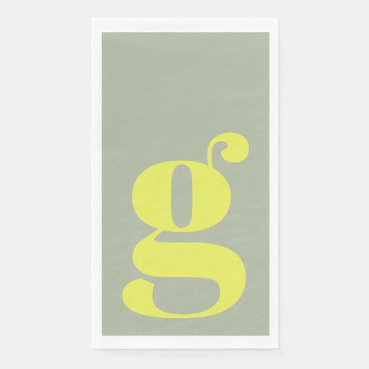 Minimalist Monogram Initial Bold Sage Chartreuse Serviette (Vorderseite)