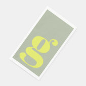 Minimalist Monogram Initial Bold Sage Chartreuse Serviette (Ecke)