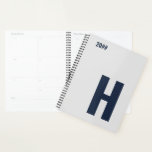 Minimalist Monogram Initial Silver Grey Blue 2023 Planer<br><div class="desc">Masculine Planner, with your choice of initial and editable year. This minimalist design features oversized sans serif typography in dark blue on a silver grey background. The template is set up for you to change the letter and edit the year. If you wish to edit the colors as well, please...</div>