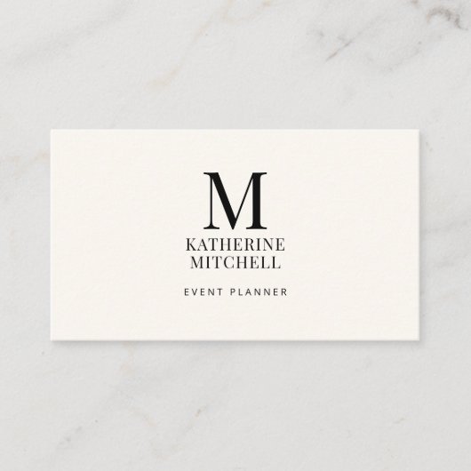 Minimalist Monogram Luxury Black/Ivory Logo QR Visitenkarte (Vorderseite)
