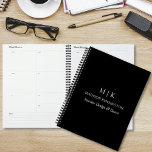 Minimalist Monogram or Add Logo Business Black Planer<br><div class="desc">Modern Minimalist Planner. Black & White or choose your custom colors. Perfect for small business,  company brands,  self employed home office,  online seller organization and more. Easy to personalize with your monogram initials,  business name and information,  job title,  slogan or even add your logo or personal brand design.</div>