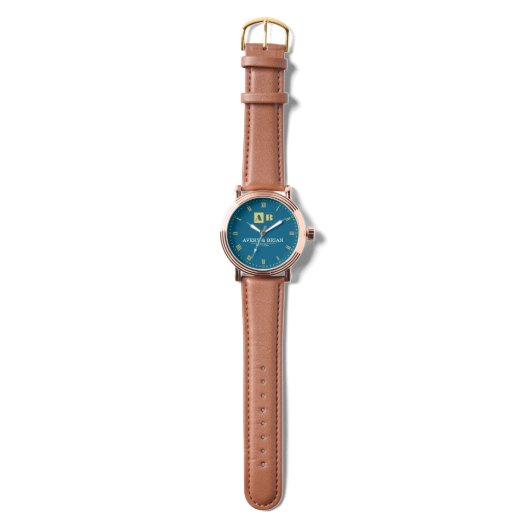 Minimalist Monogram Personalized Wedding Anniversa Armbanduhr (Gurtband)