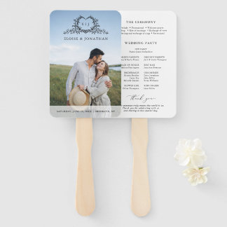 Minimalist monogram Photo Chic Wedding Program Fächer