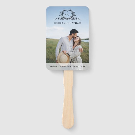 Minimalist monogram Photo Chic Wedding Program Fächer (Vorderseite)