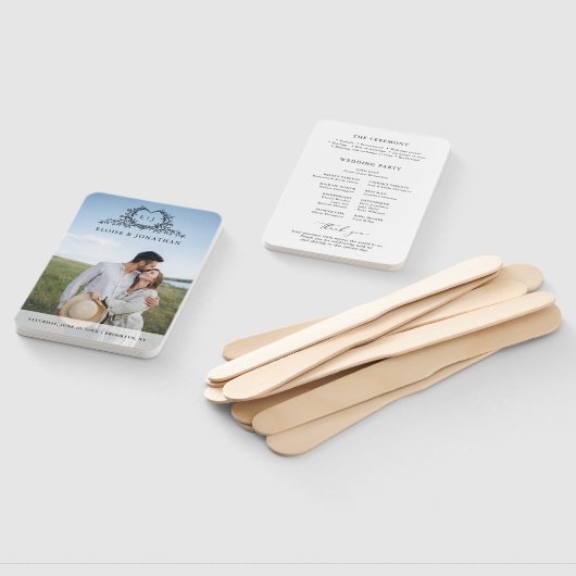 Minimalist monogram Photo Chic Wedding Program Fächer (Non-assembled)