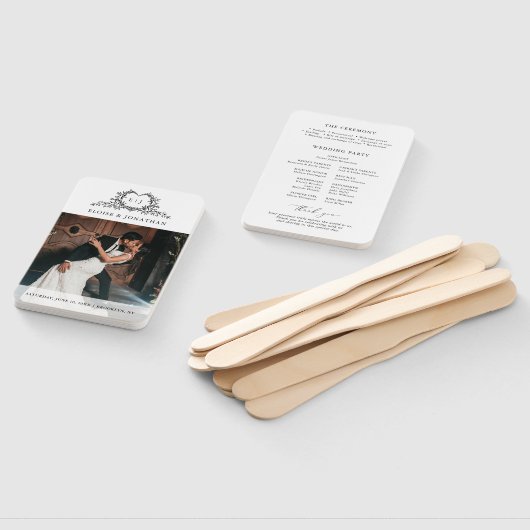 Minimalist monogram Photo Chic Wedding Program Fächer (Non-assembled)