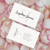 Minimalist Monogram Script Pet Sitting Visitenkarte