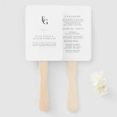 Minimalist Monogram Wedding Ceremony Fan Program Fächer (Vorne und Hinten)