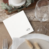 Minimalist Monogram Wedding Cocktail Napkin Serviette