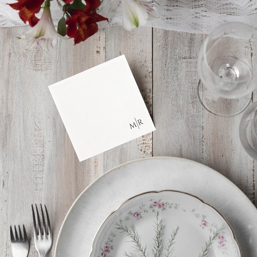 Minimalist Monogram Wedding Cocktail Napkin Serviette