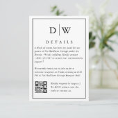 Minimalist Monogram Wedding QR Code Enclosure Card Begleitkarte (Stehend Vorderseite)