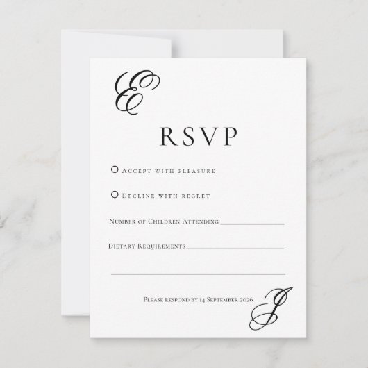Minimalist Monogram Wedding RSVP Card  Karte (Vorderseite)