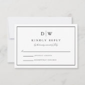 Minimalist Monogram Wedding RSVP Karte (Vorderseite)