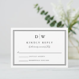 Minimalist Monogram Wedding RSVP Karte